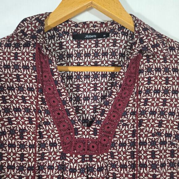 J. Roberts Multicolor Bohemian Crochet Trim Tassel Peasant Tunic Beaded Medium - Picture 8 of 12